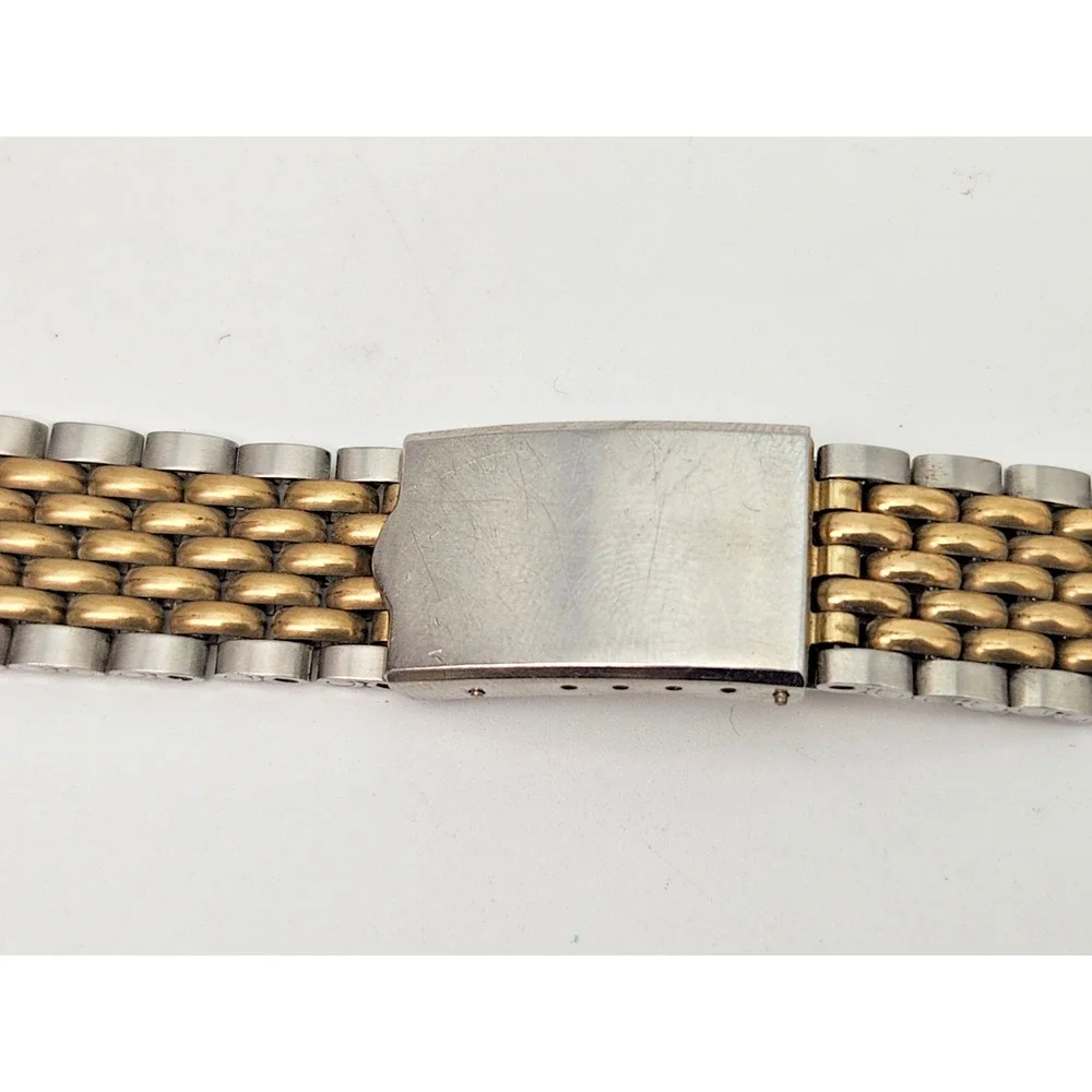 Vtg Spidel Beads of Rice Two Tone 10k RGP Stainless Steel Watch Bracelet 19 mm